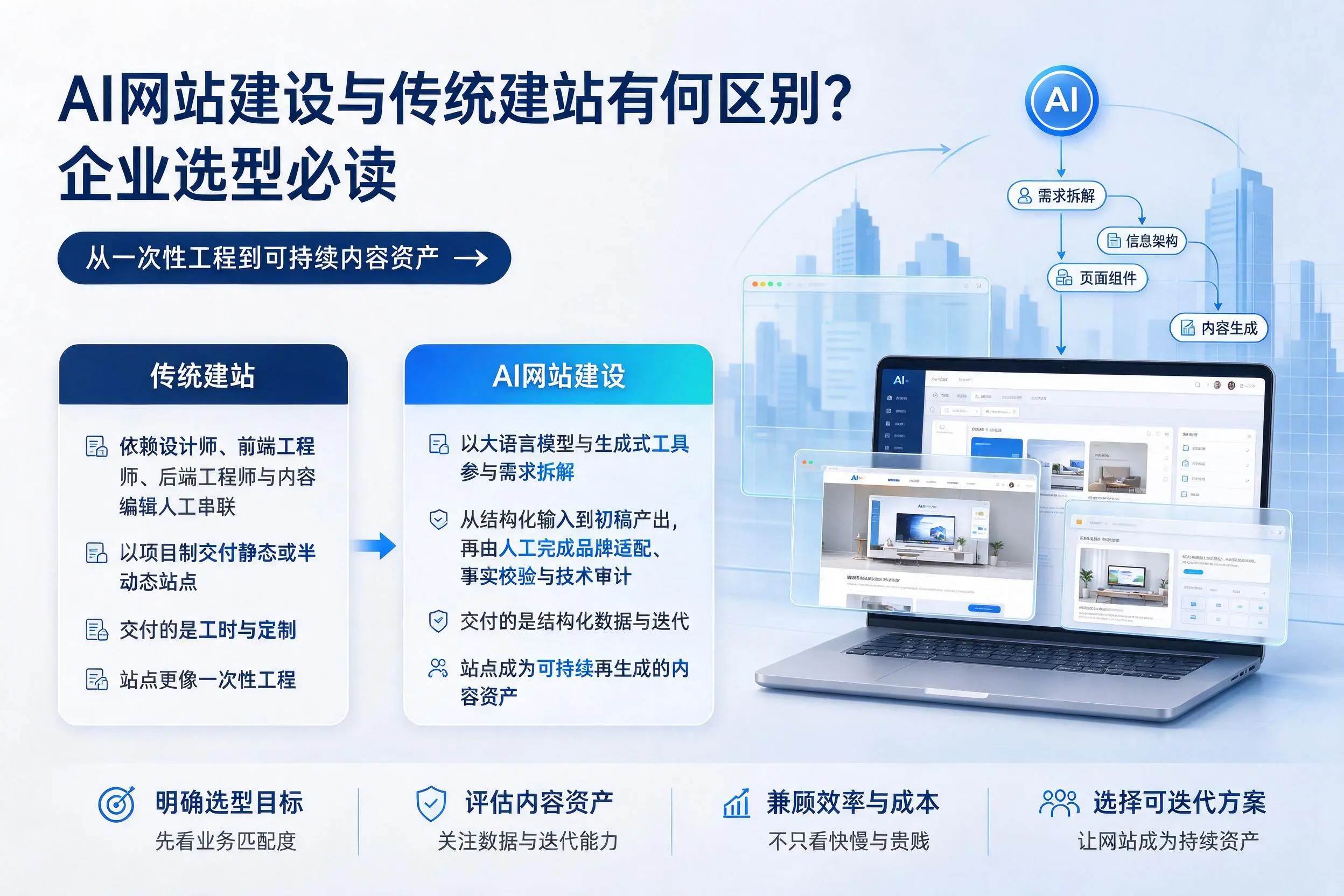 AI网站建设与传统建站有何区别?陵水企业选型必读