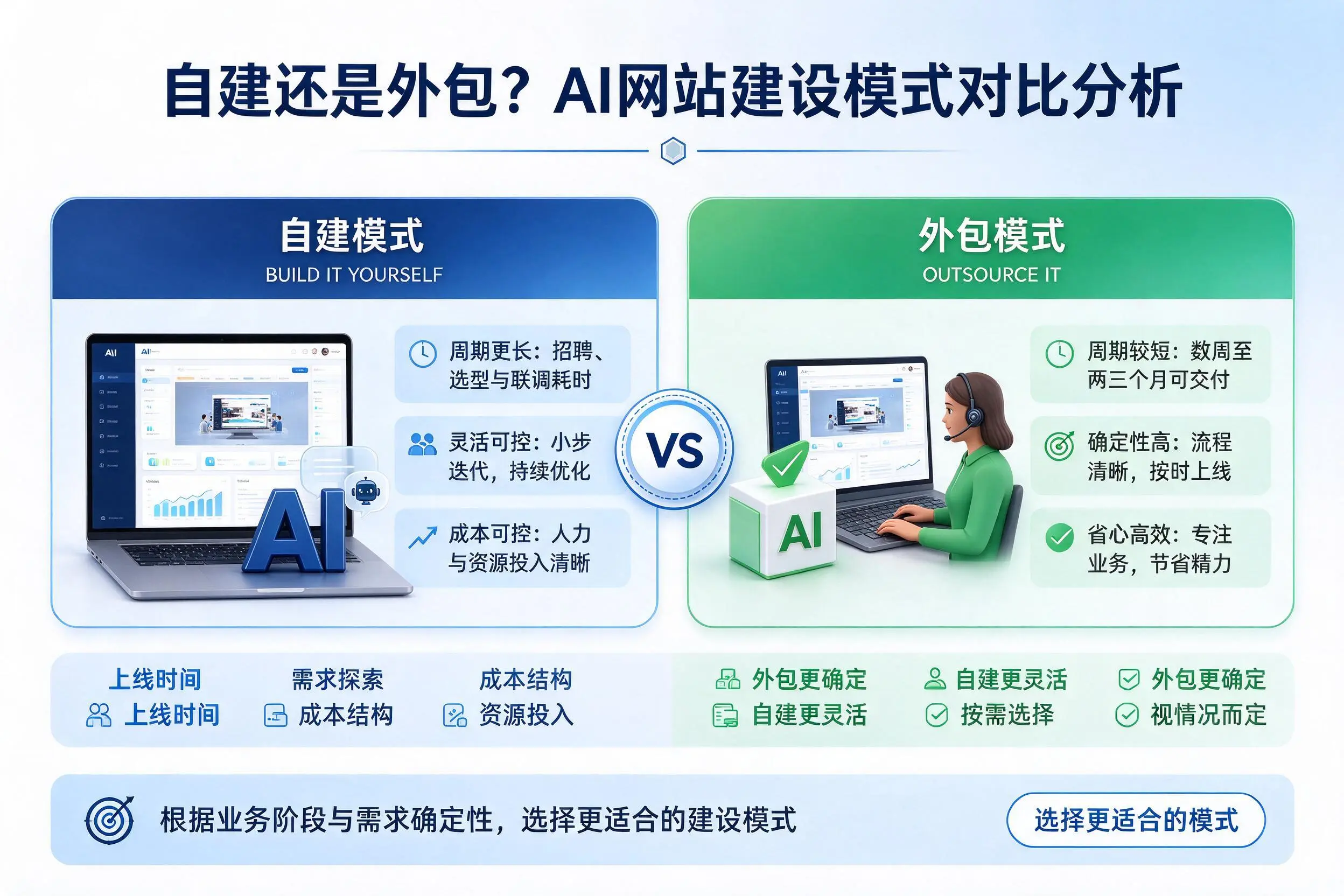 自建还是外包？陵水AI网站建设模式对比分析